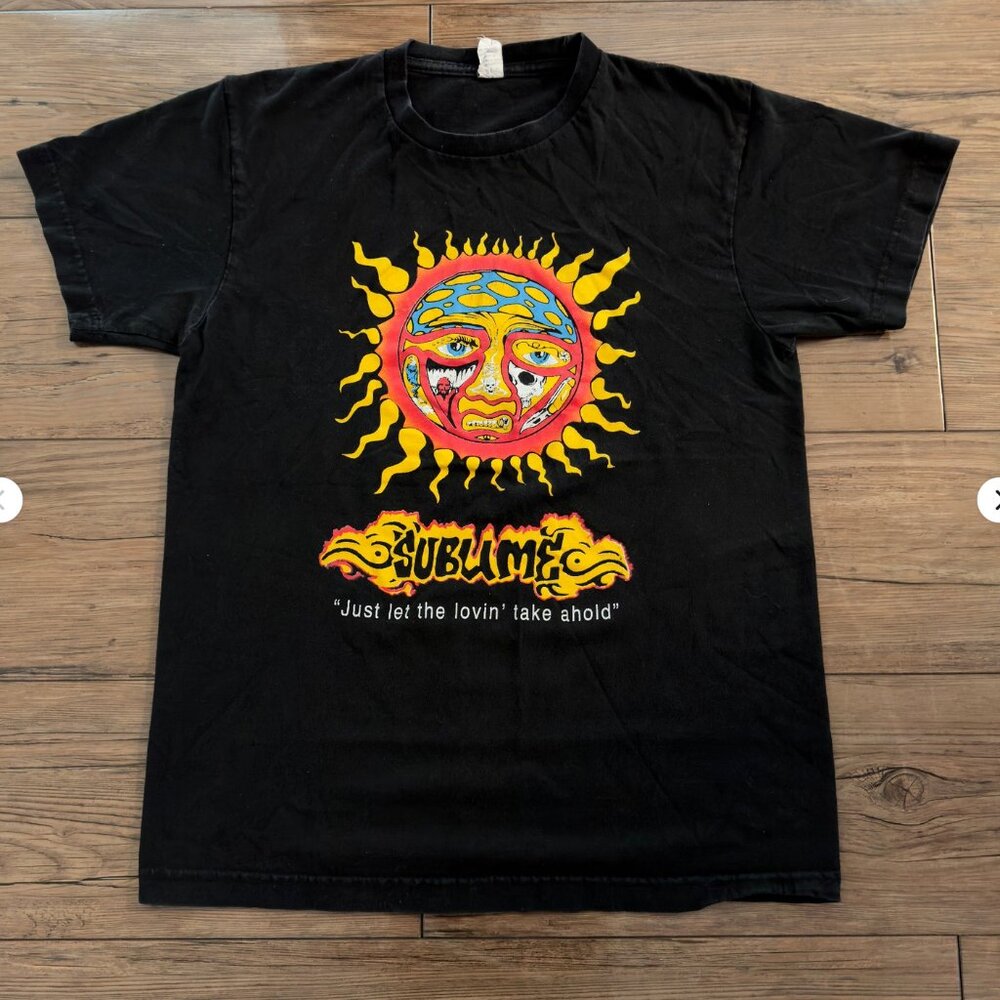 Sublime‎ Sun Face Graphic Band T Shirt Black Cotton Men’s Medium